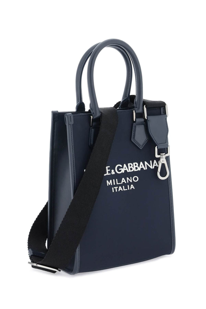 Dolce & Gabbana Small Nylon Tote Bag With Logo   Blu