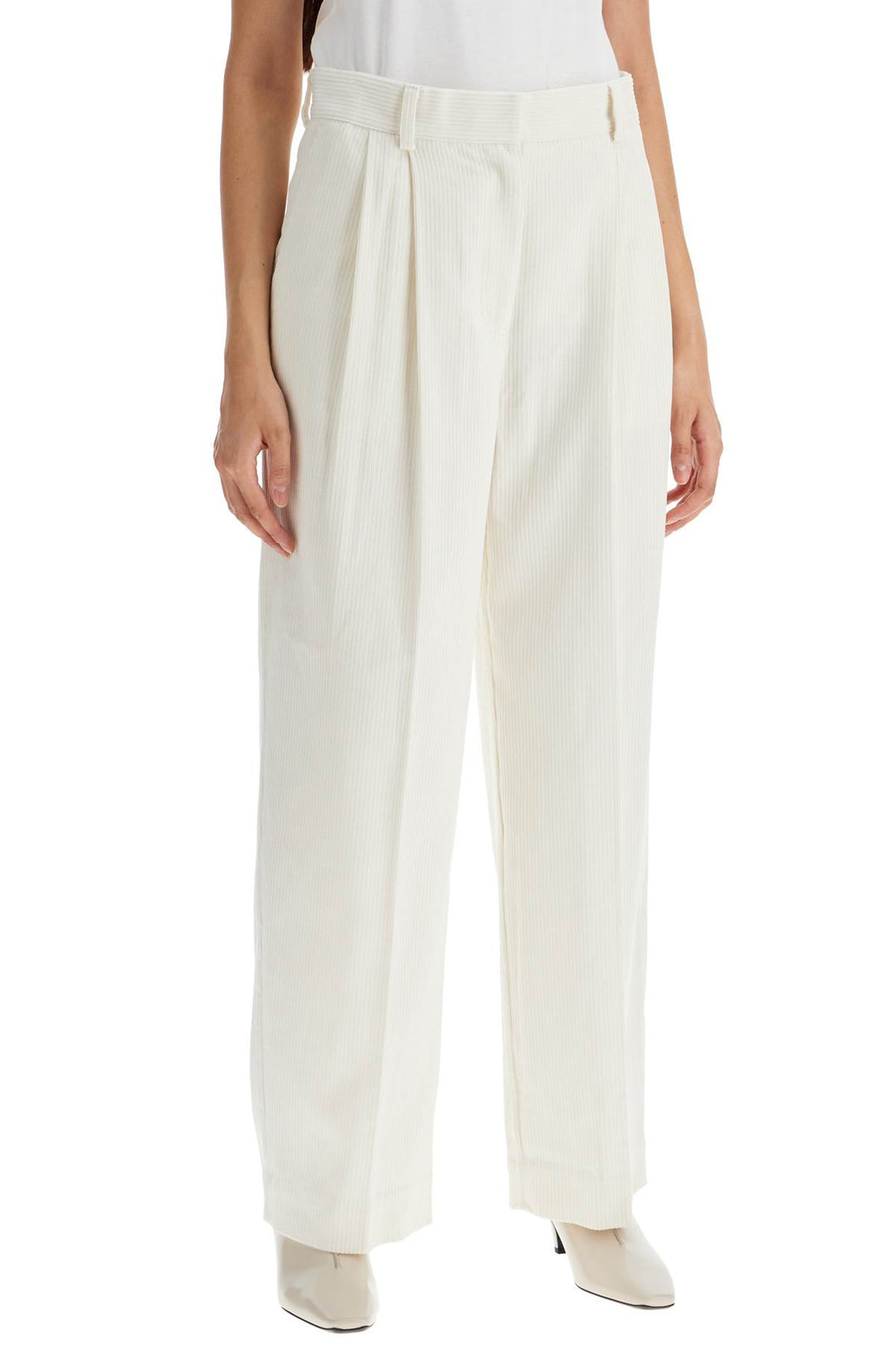 Toteme Silk And Cotton Corduroy Pants Made   White