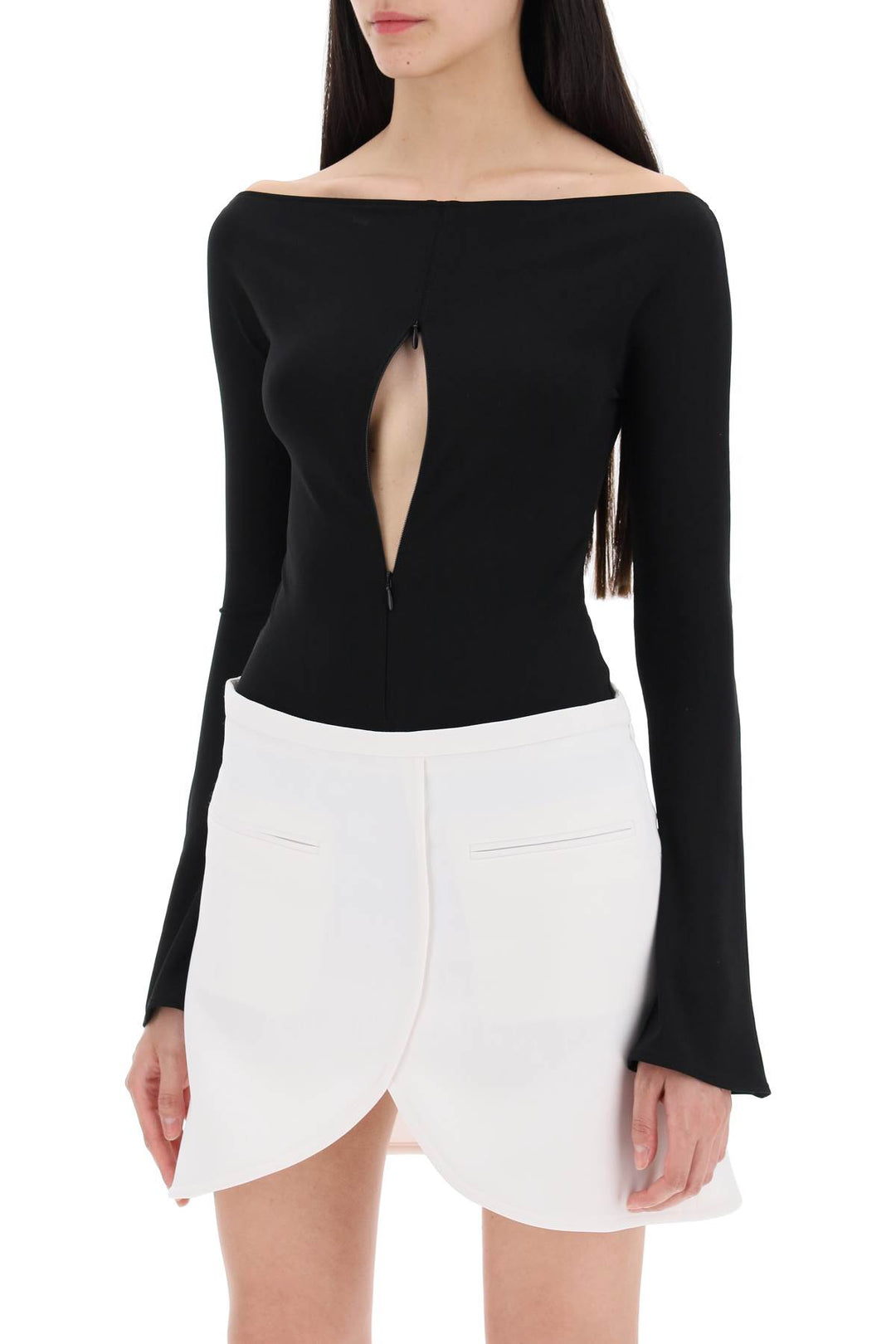 Courreges Replace With Double Quoteinvisible Front Zip Bodycon Dressreplace With Double Quote   Nero