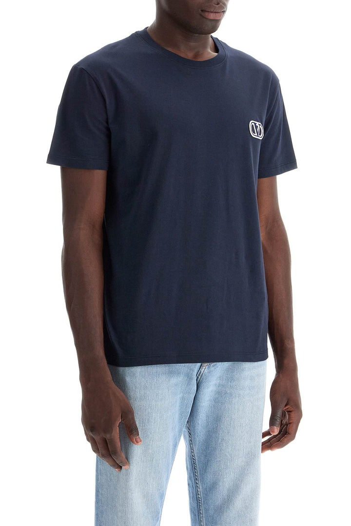 Valentino Garavani T Shirt With Vlogo Signature Patch   Blue