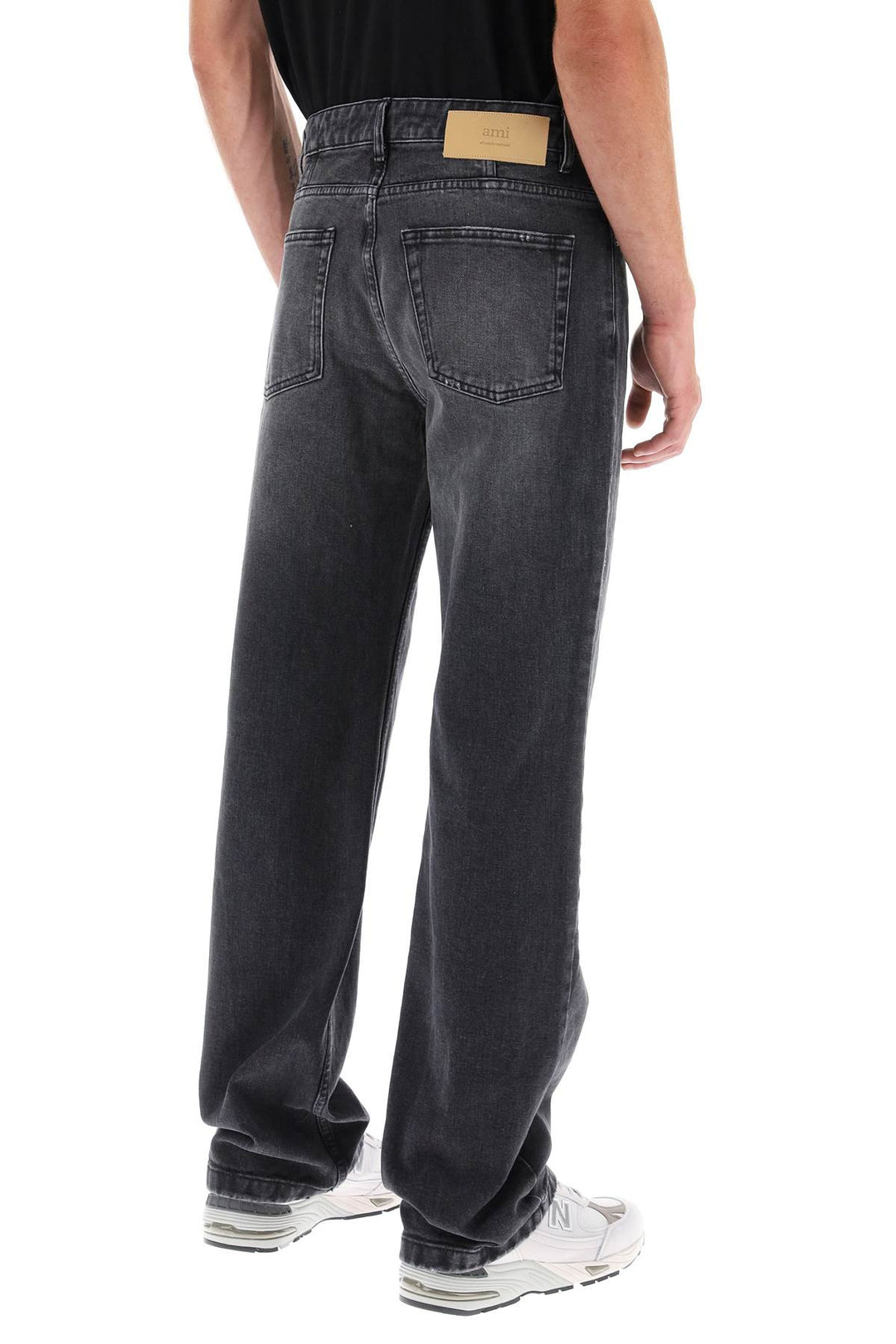 Ami Alexandre Matiussi Loose Jeans With Straight Cut   Grigio