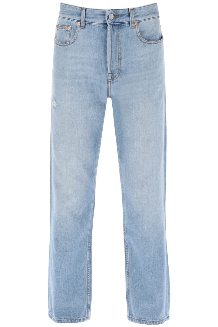 Valentino Garavani Tapered Jeans With Medium Wash   Celeste