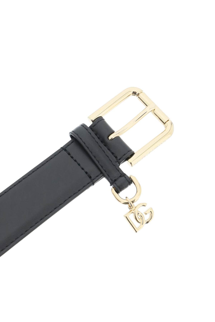 Dolce & Gabbana Belt With Charm Logo   Black