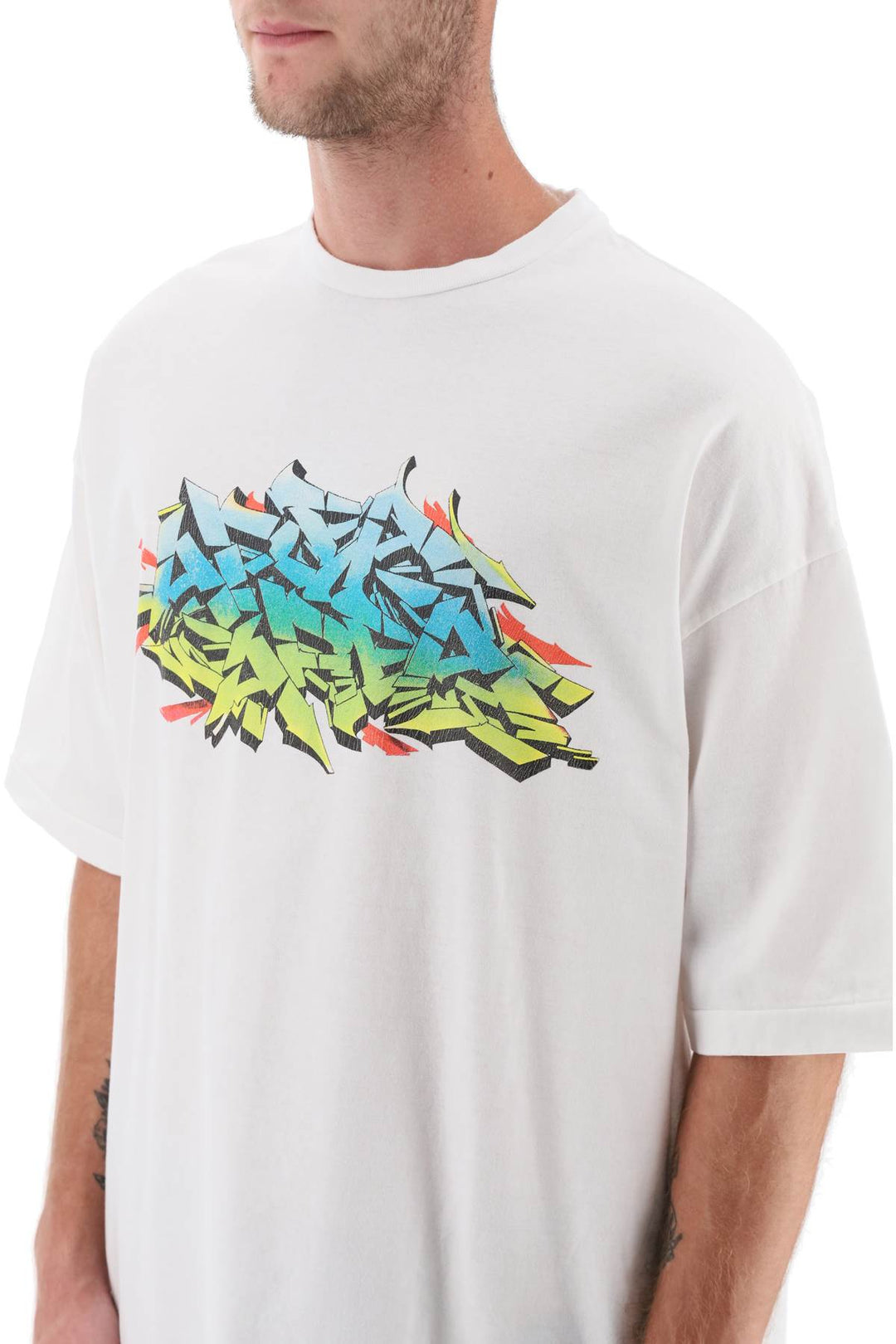 Children Of The Discordance Graffiti Print T Shirt   Bianco