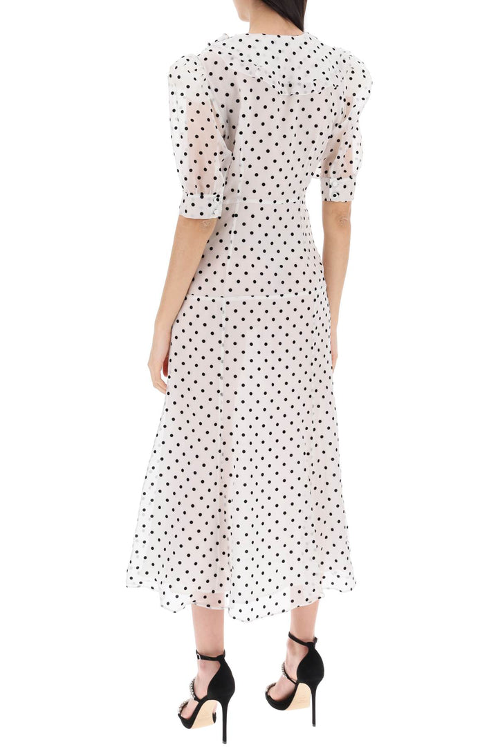 Alessandra Rich Replace With Double Quotesilk Organza Midi Dress With Polka   Bianco