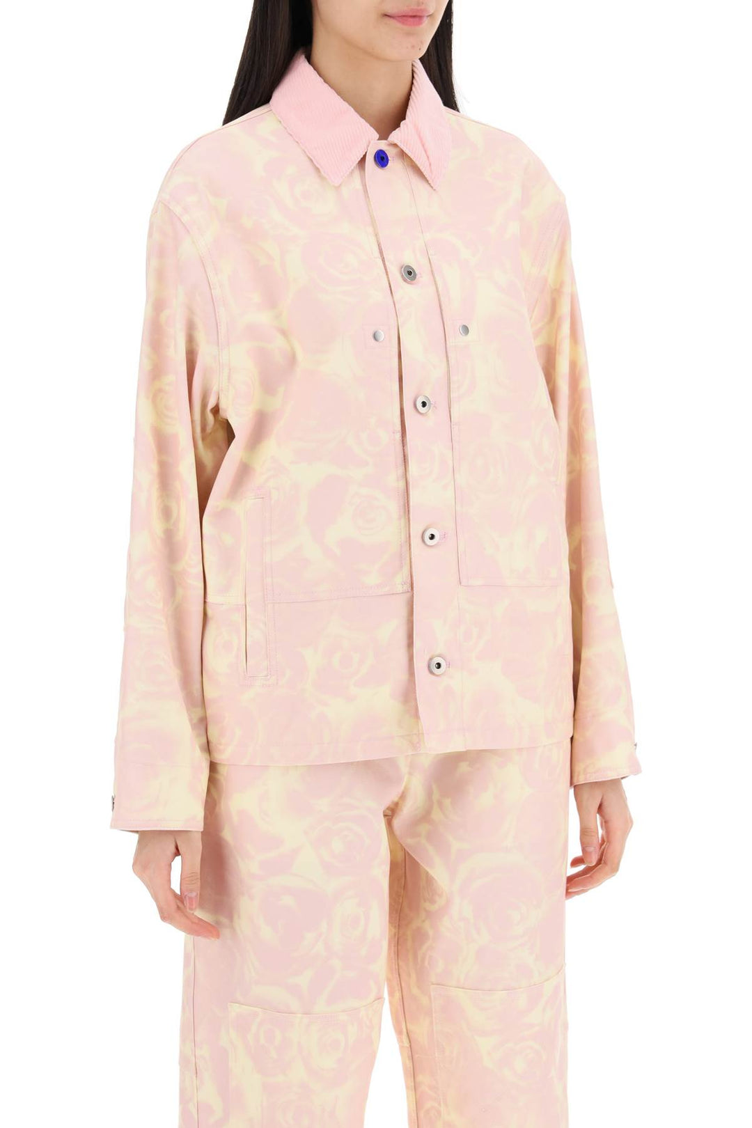 Burberry Canvas Workwear Jacket With Rose Print   Rosa
