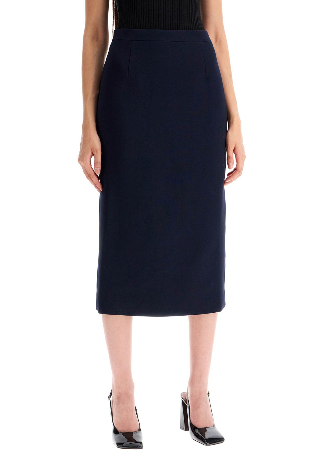 Alessandra Rich Virgin Wool Midi Skirt  Blue
