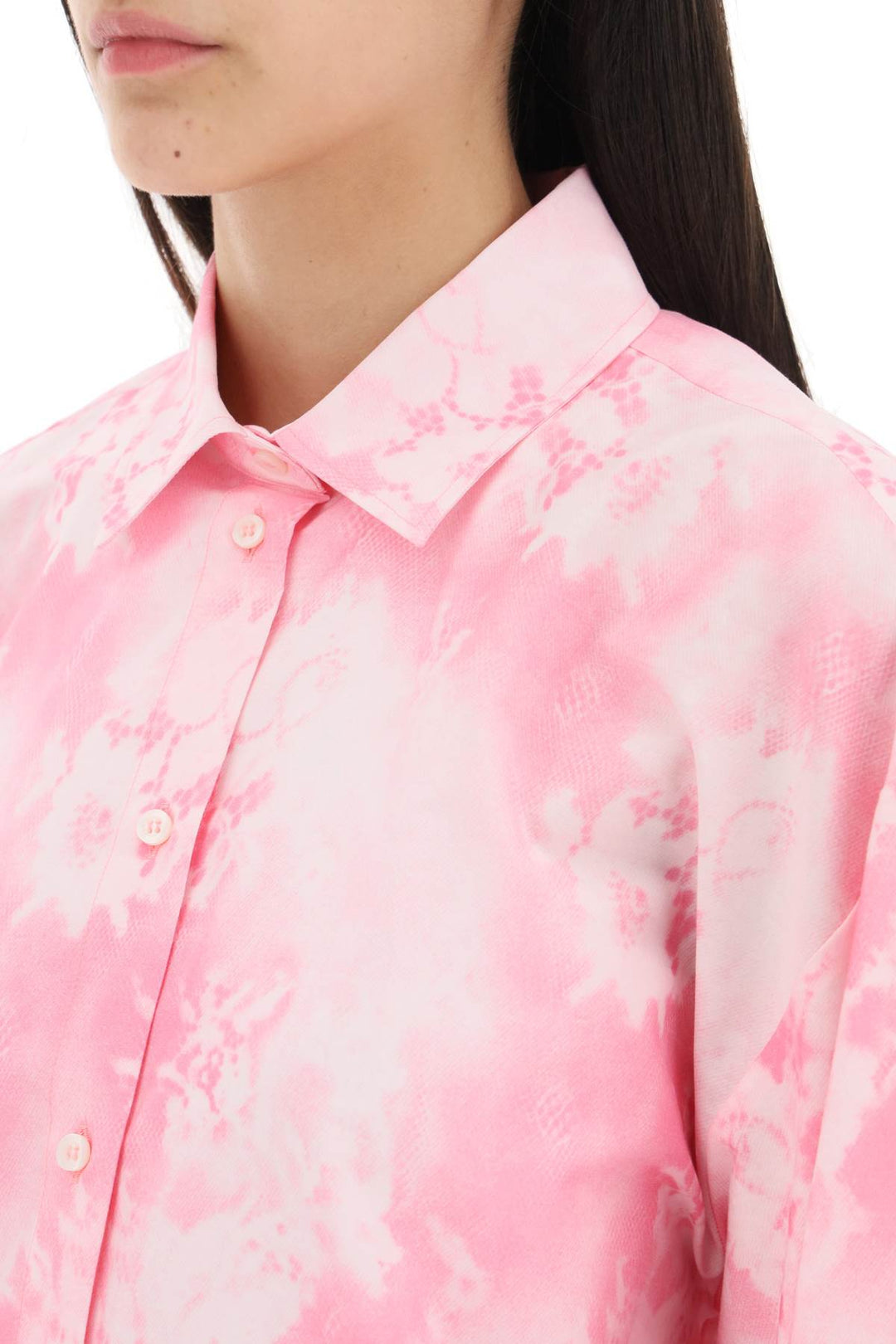 Msgm Oversized Shirt With All Over Print   Rosa
