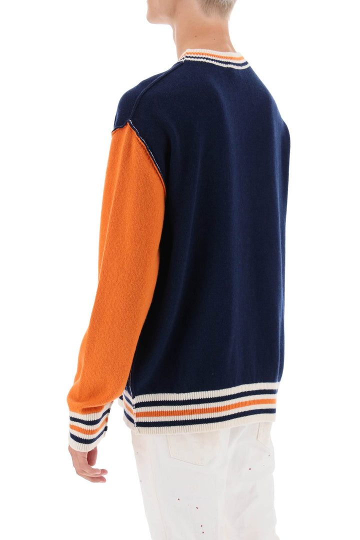 Dsquared2 College Sweater In Jacquard Wool   Arancio