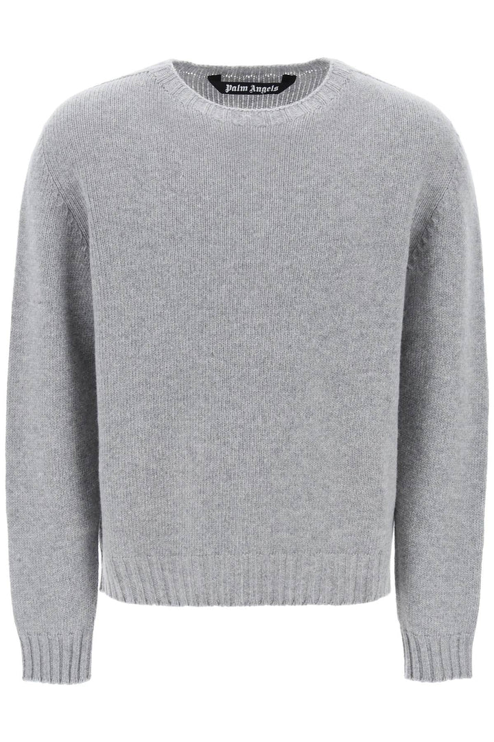 Palm Angels Wool Sweater With Logo Intarsia   Grey