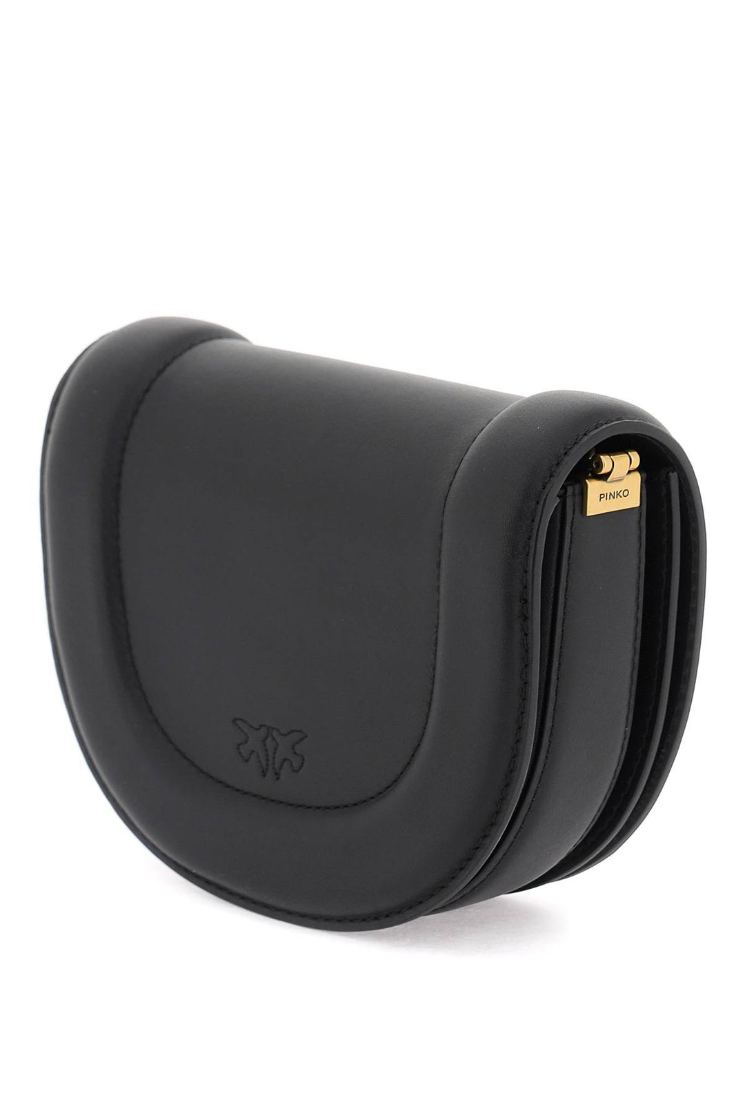 Pinko Mini Love Bag Click Round Leather Shoulder Bag   Nero