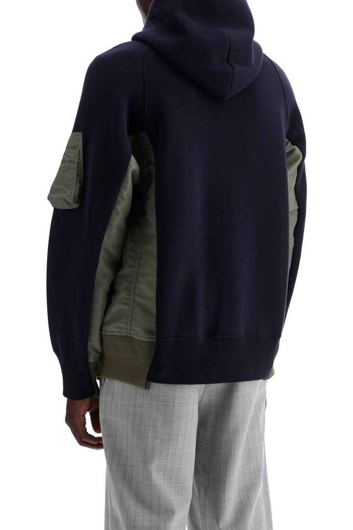 Sacai Layered Effect Sweatshirt Style Bomber   Blue