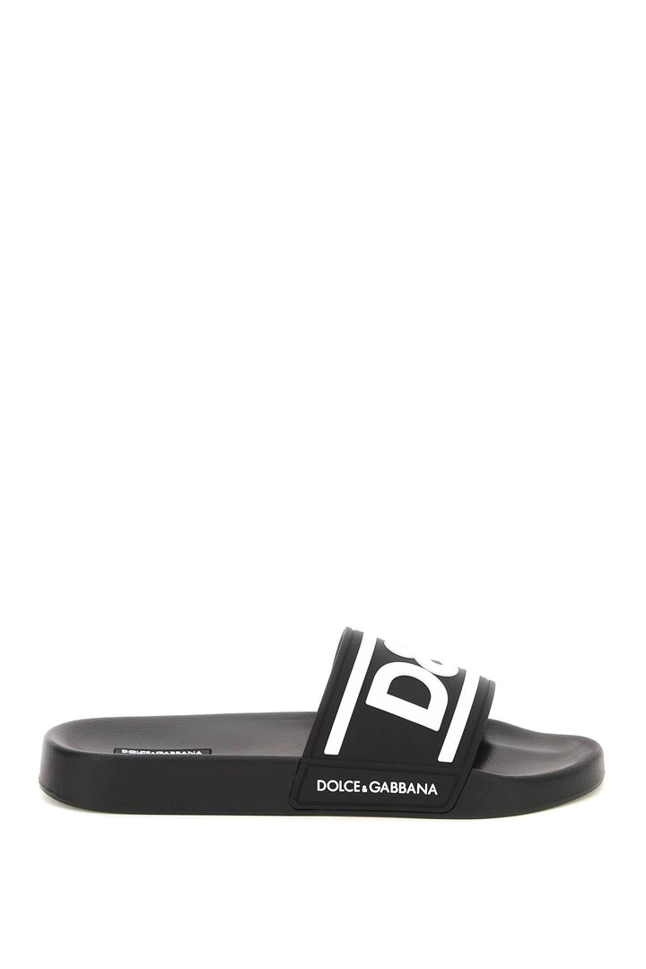 Dolce & Gabbana Logo Rubber Slides   Black