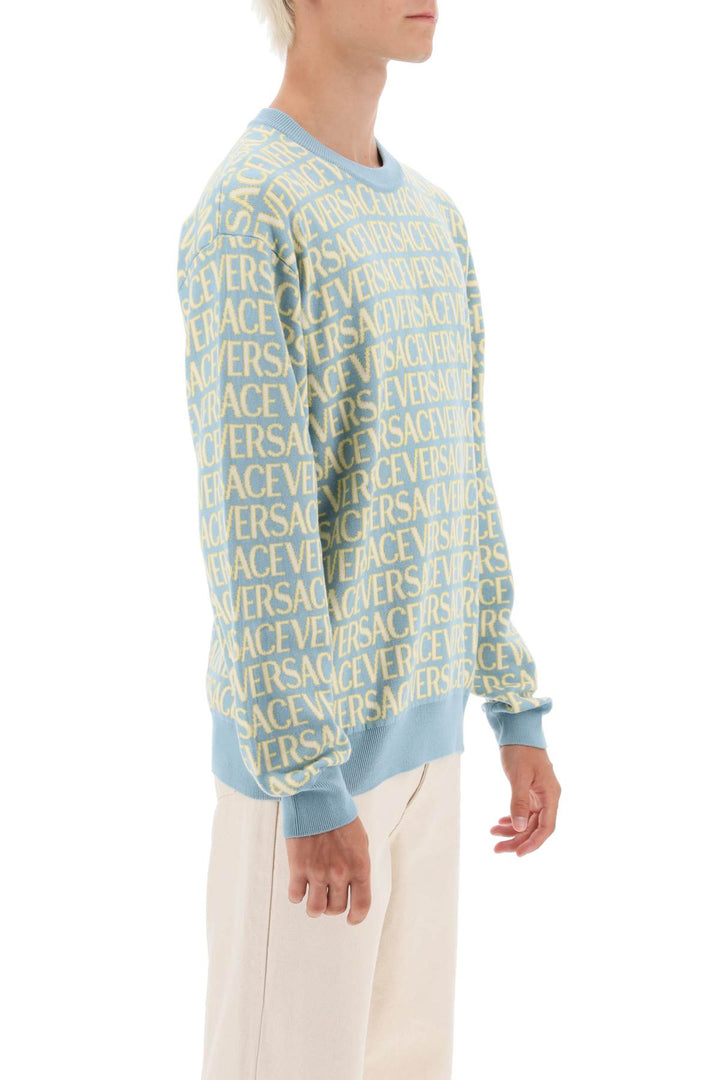 Versace Monogram Cotton Sweater   Celeste