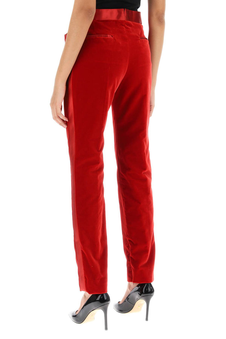 Tom Ford Velvet Pants With Satin Bands   Rosso
