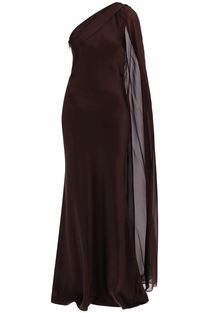 Roland Mouret Asymmetric Silk Satin Dress   Brown