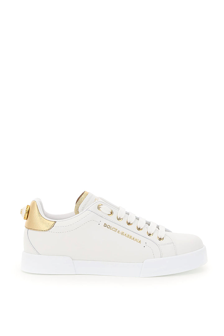 Dolce & Gabbana Portofino Sneakers With Pearl   White
