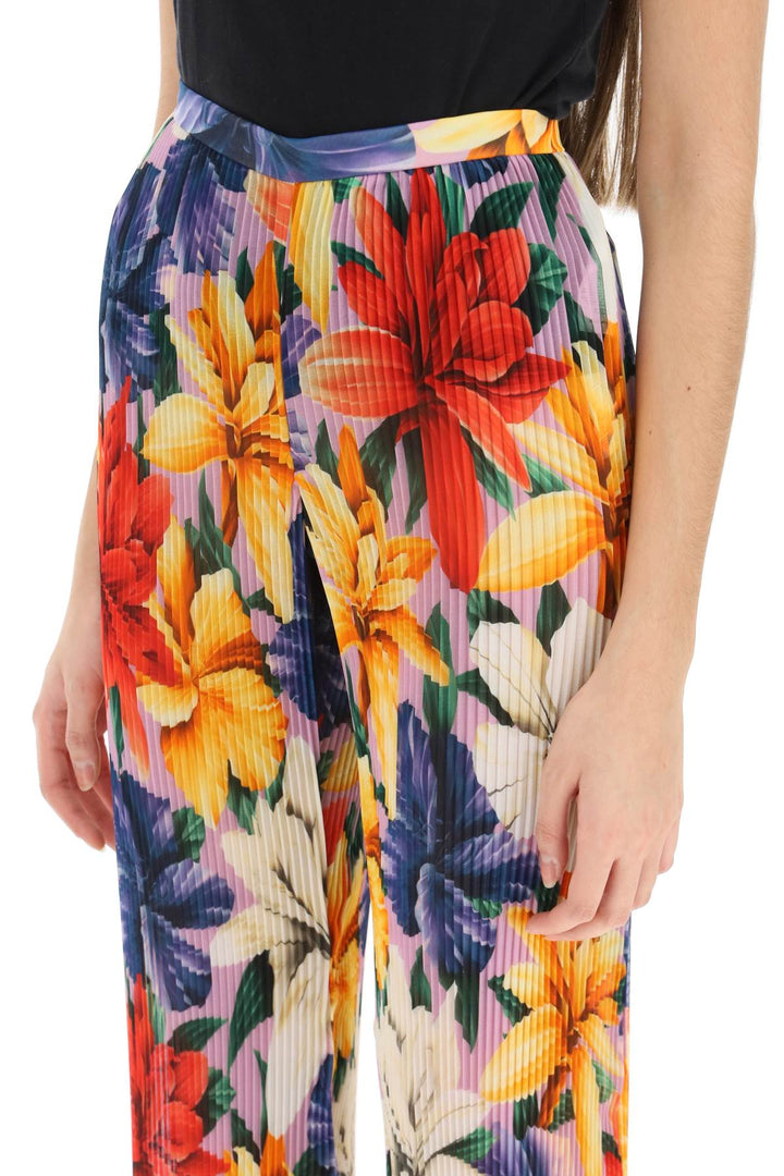 Etro Floral Pleated Chiffon Pants   Multicolor