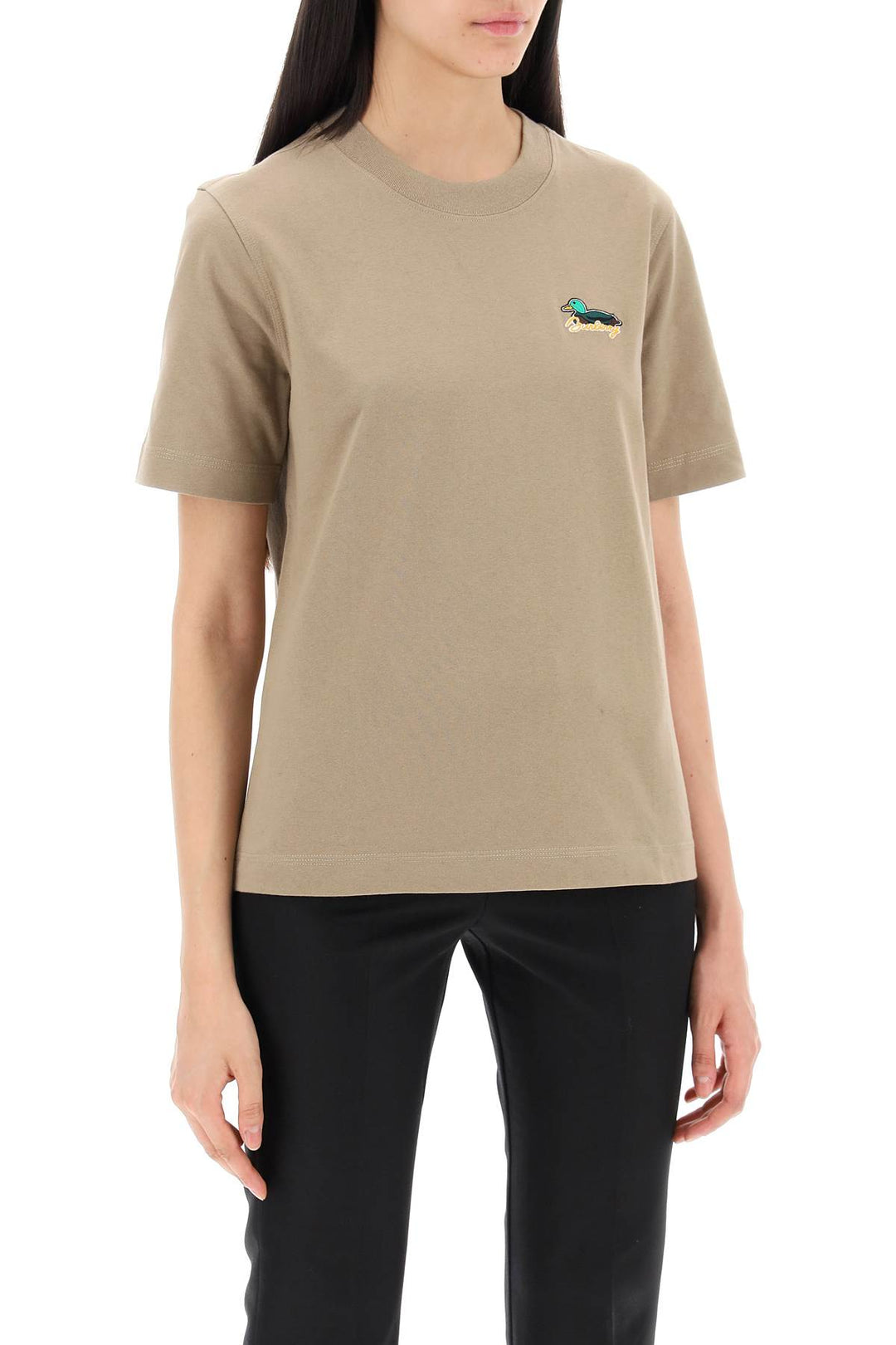 Burberry T Shirt With Duck Detail   Khaki