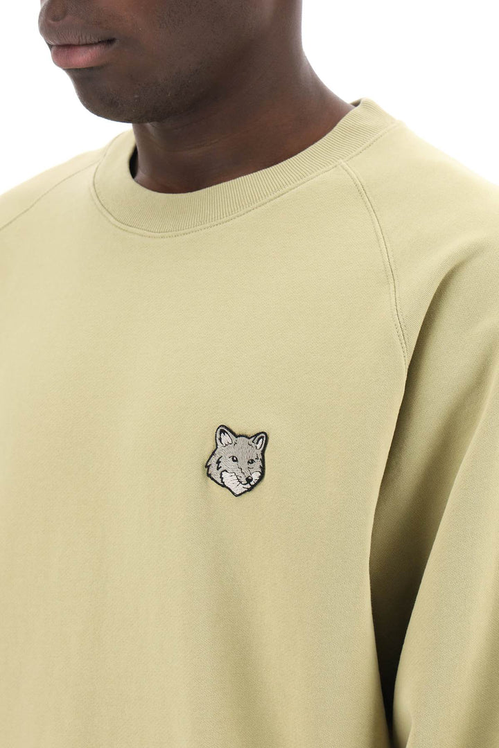 Maison Kitsune Bold Fox Head Crewneck Sweatshirt With Patch   Khaki