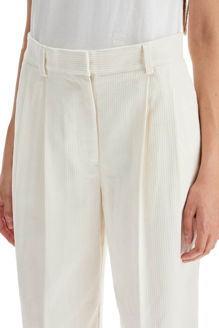 Toteme Silk And Cotton Corduroy Pants Made   White