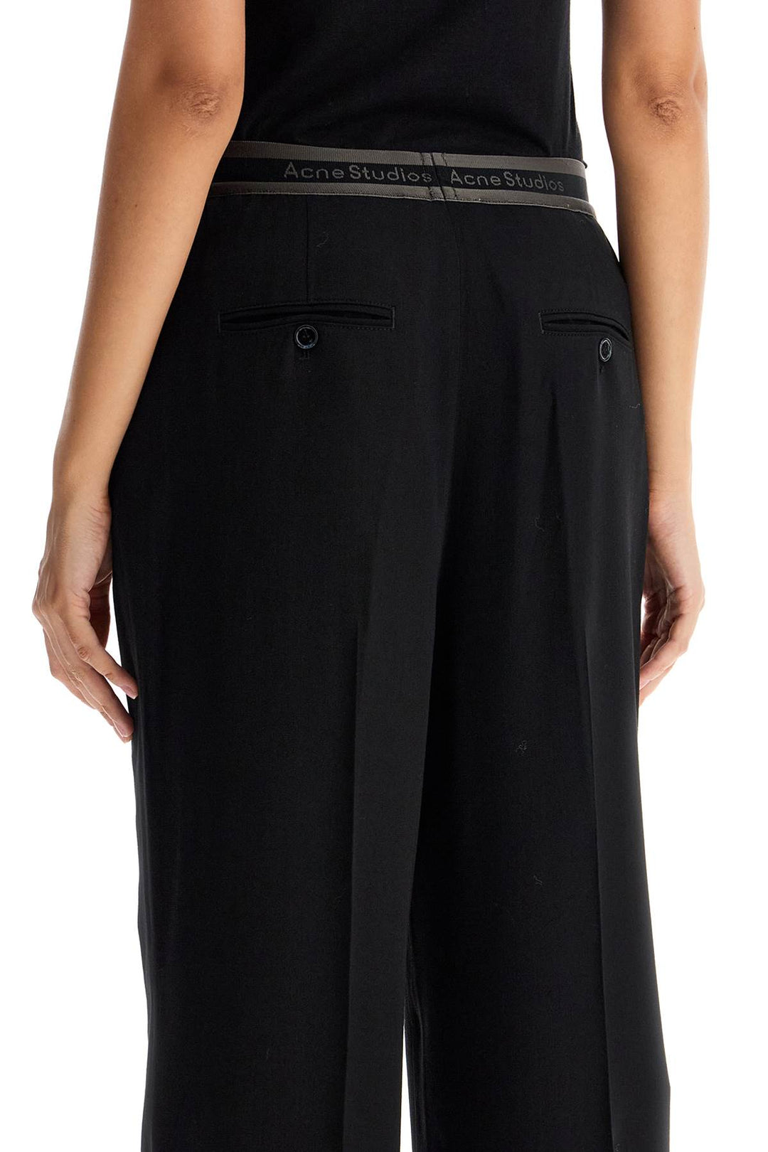 Acne Studios Wide Twill Pants With Elastic Waistband   Black