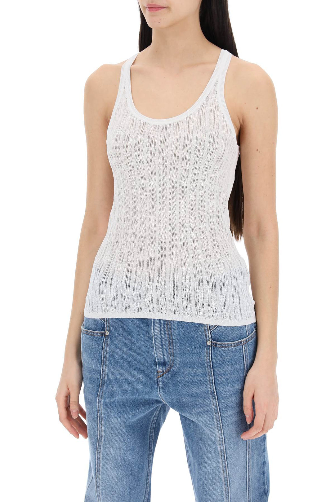 Isabel Marant Perforated Knit Top   Bianco