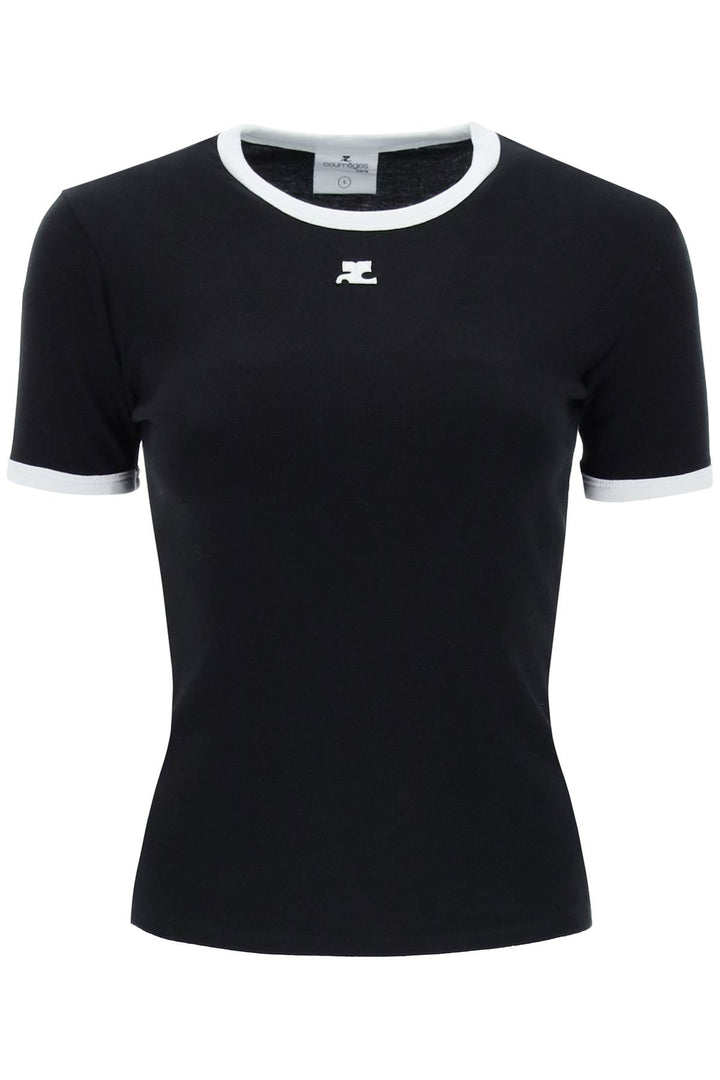Courreges Re Edition T Shirt With Contrast Trims   Black