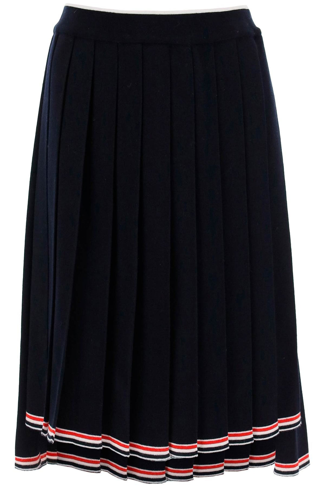 Thom Browne Knitted Pleated Midi Skirt   Blu
