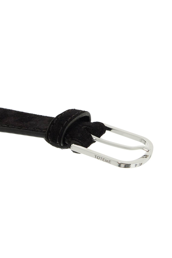 Toteme Wide Suede Leather Belt With Large Buckle   Brown