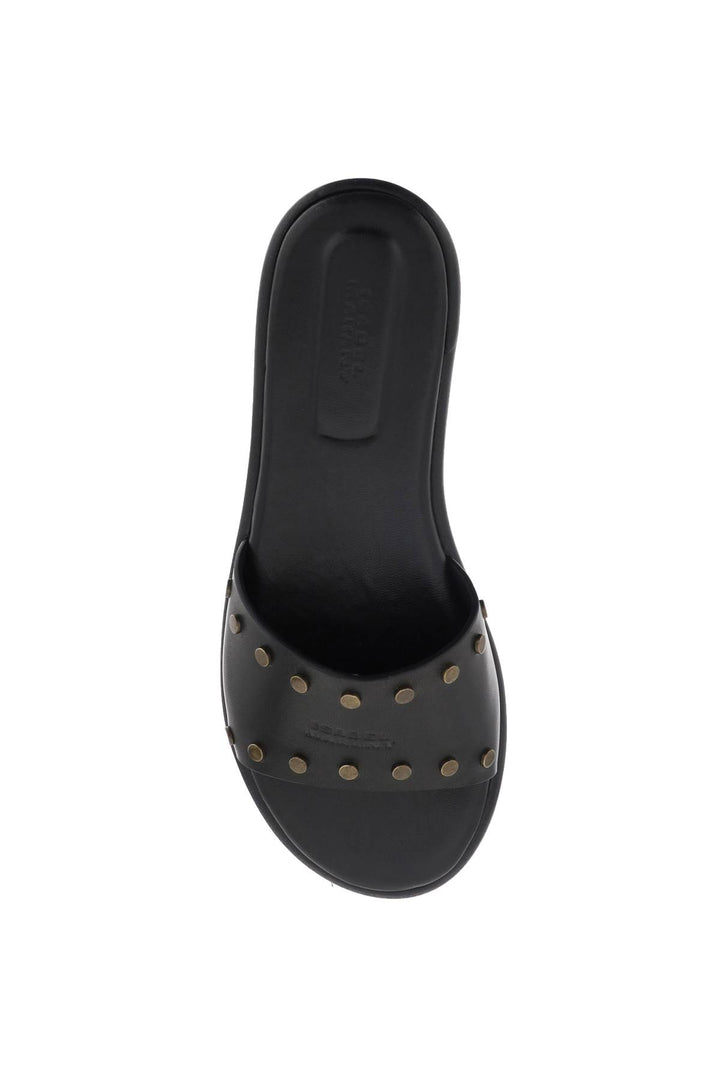 Isabel Marant Leather Vikee Slides   Black