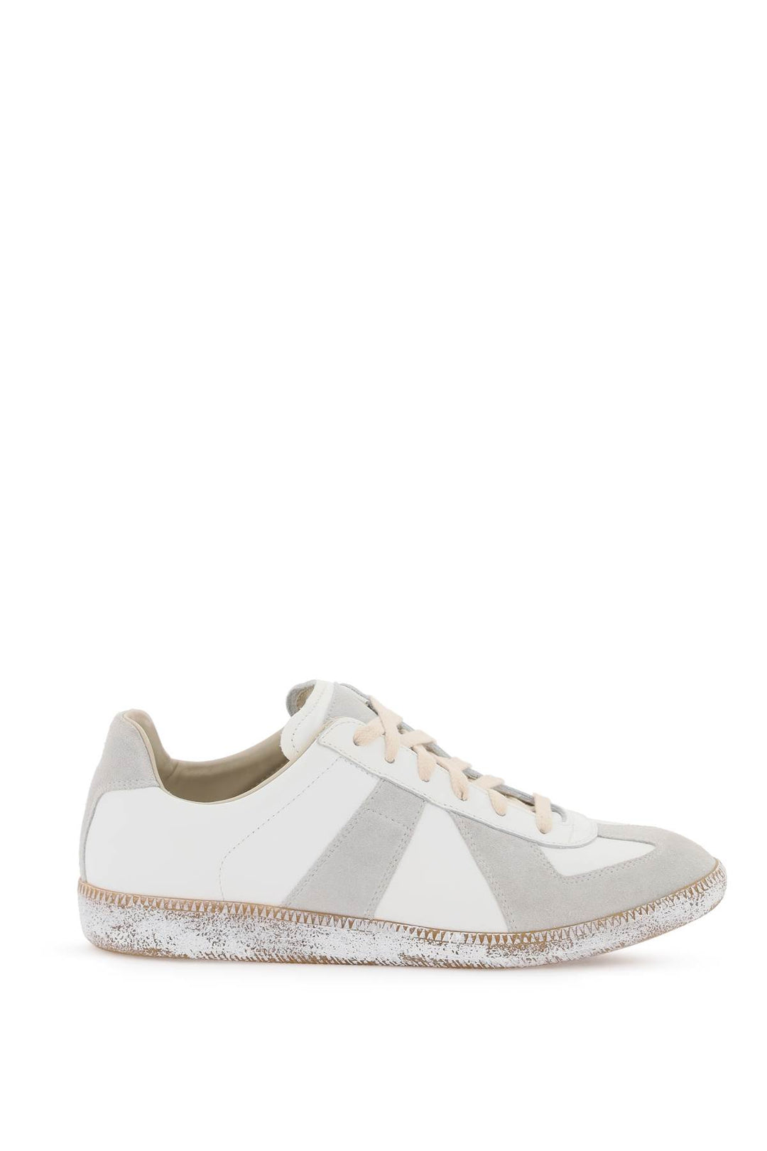 Maison Margiela Vintage Nappa And Suede Replica Sneakers In   Bianco