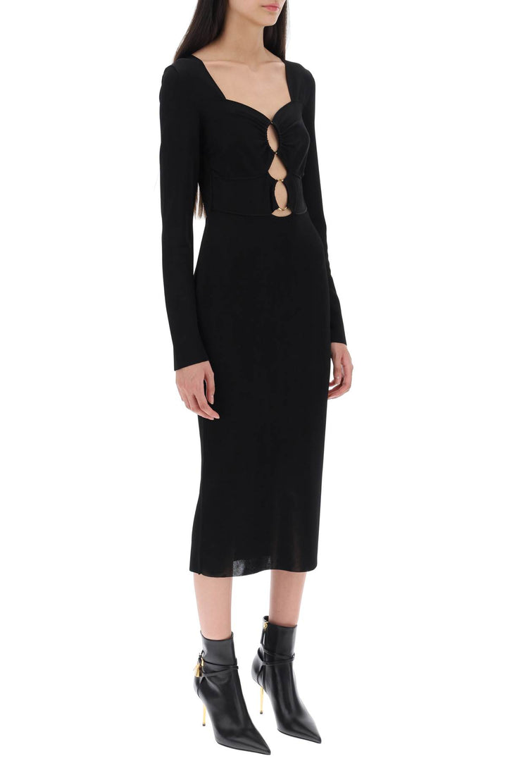 Tom Ford Knitted Midi Dress With Cut Outs   Nero