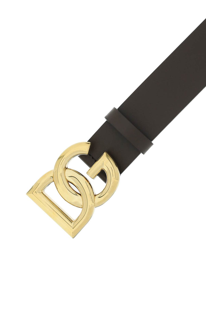 Dolce & Gabbana Lux Leather Belt With Dg Buckle   Brown