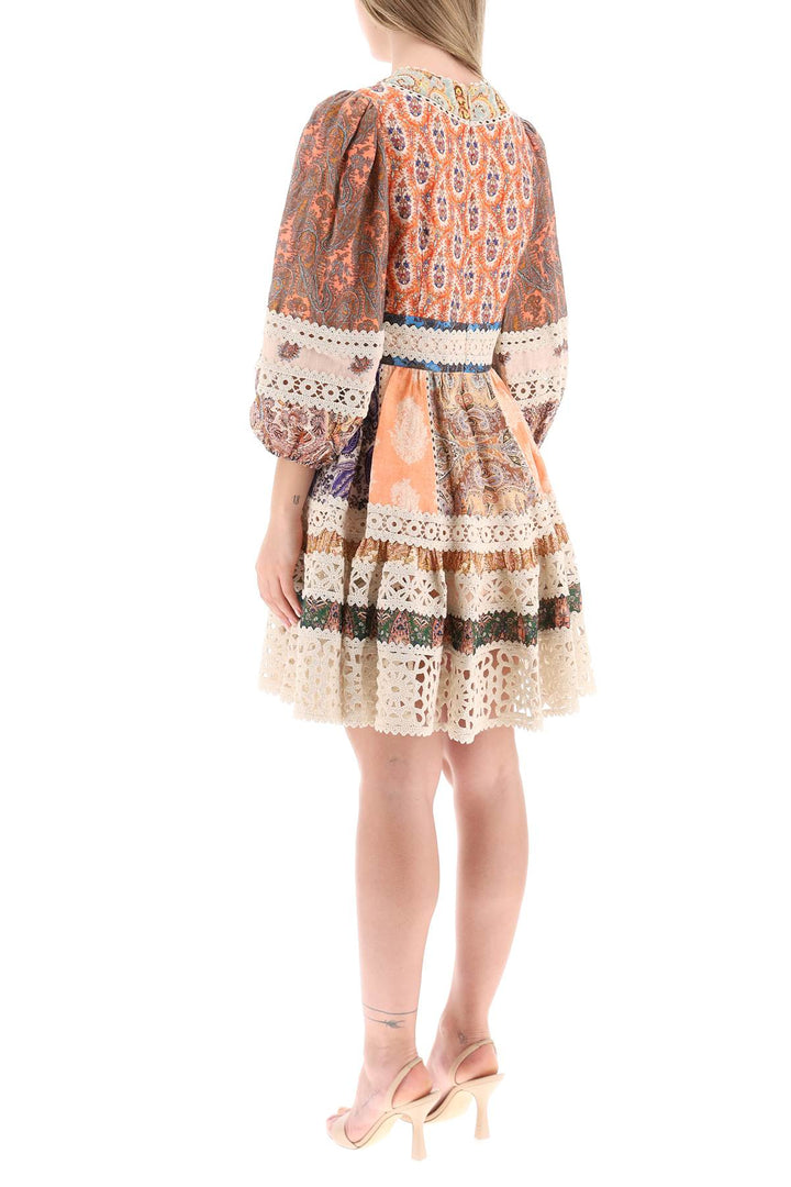 Zimmermann Mini Dress With Balloon Sleeves   Multicolor