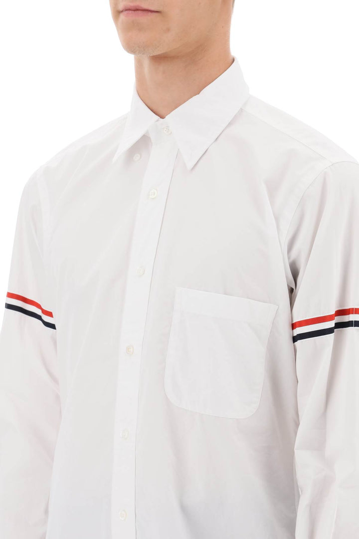 Thom Browne Oxford Button Down Shirt With Rwb Armbands   White