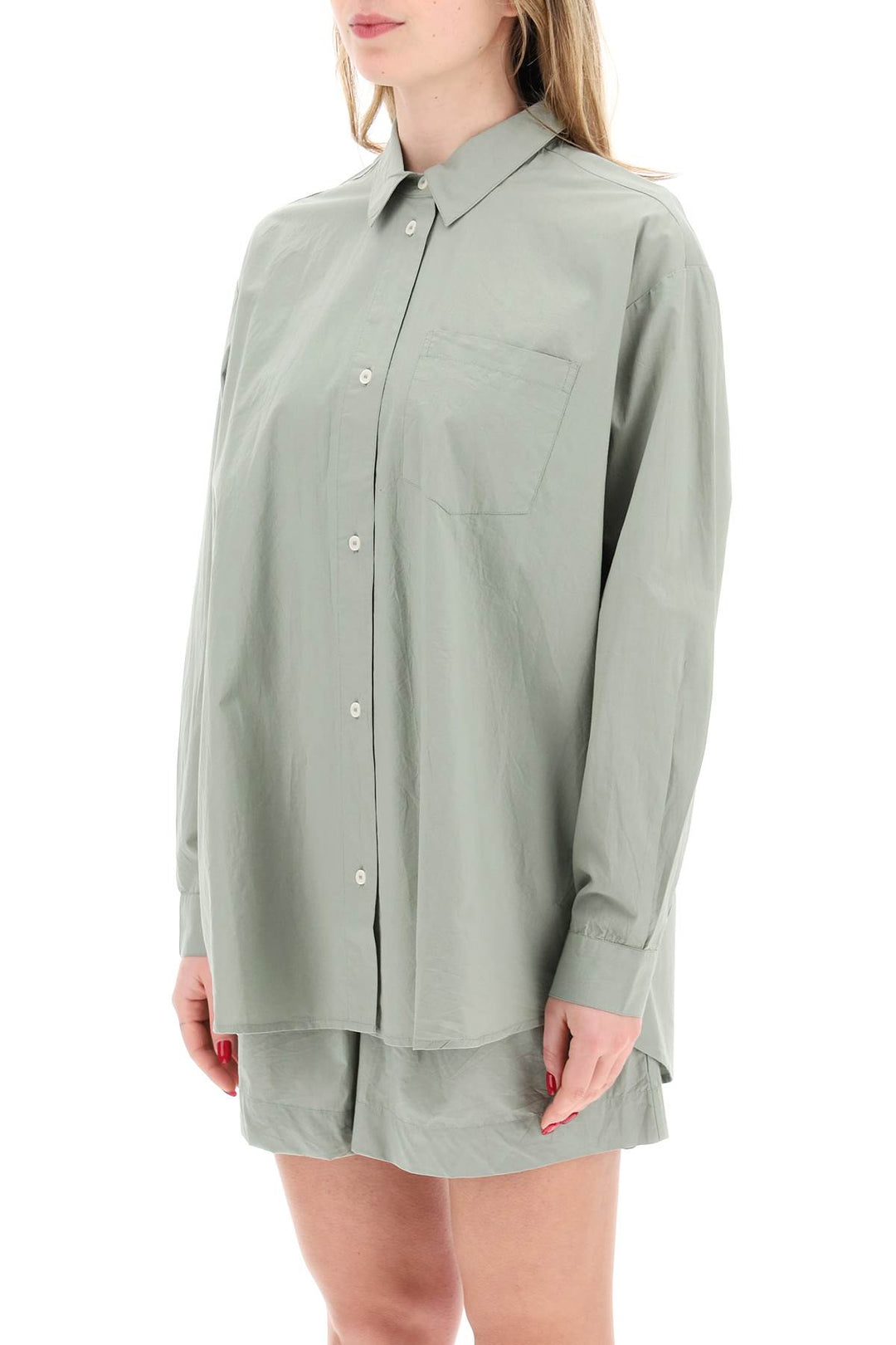 Skall Studio Replace With Double Quoteoversized Organic Cotton Edgar Shirt   Verde