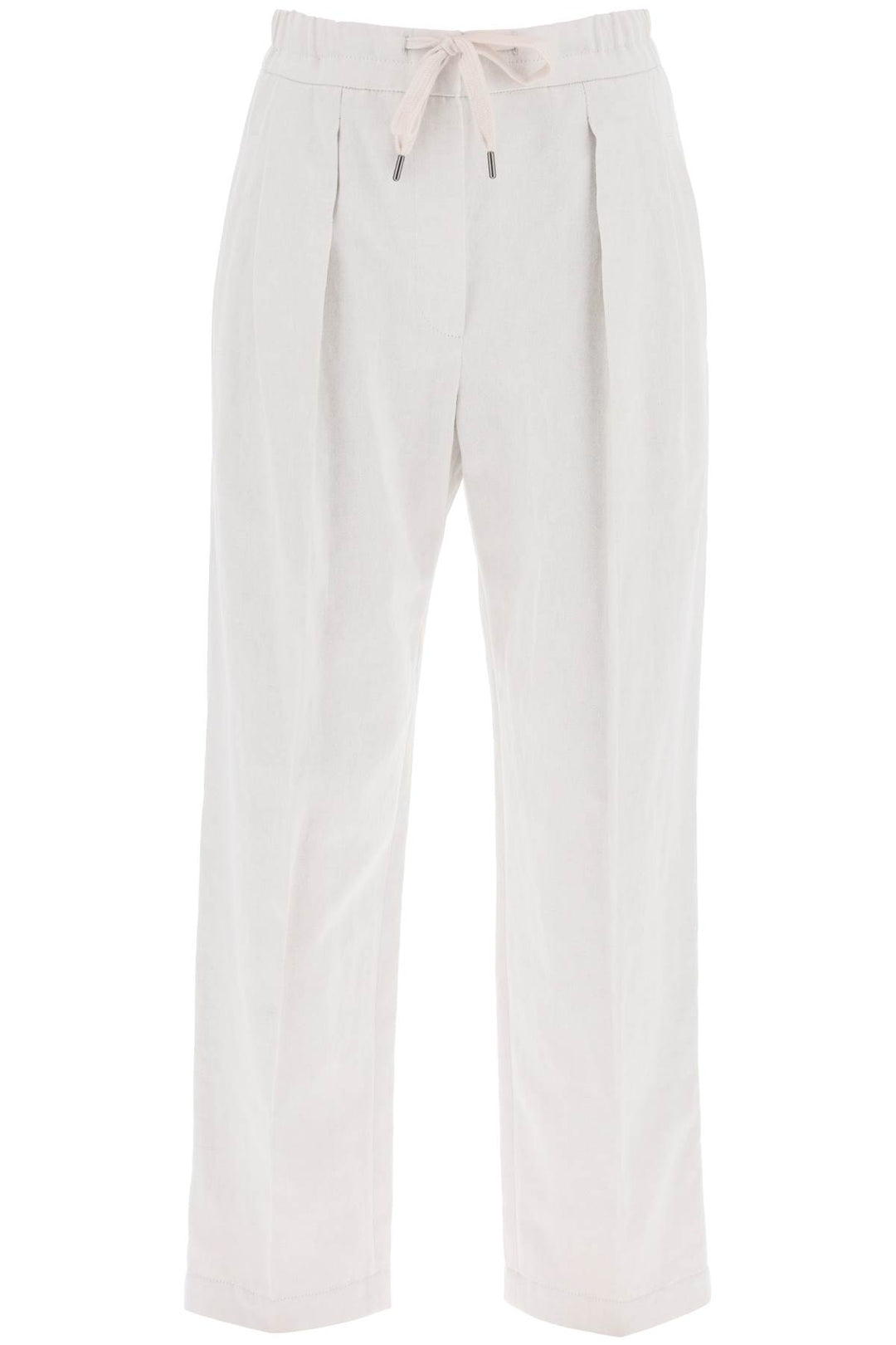 Brunello Cucinelli Cotton And Linen Slouchy Pants   Bianco