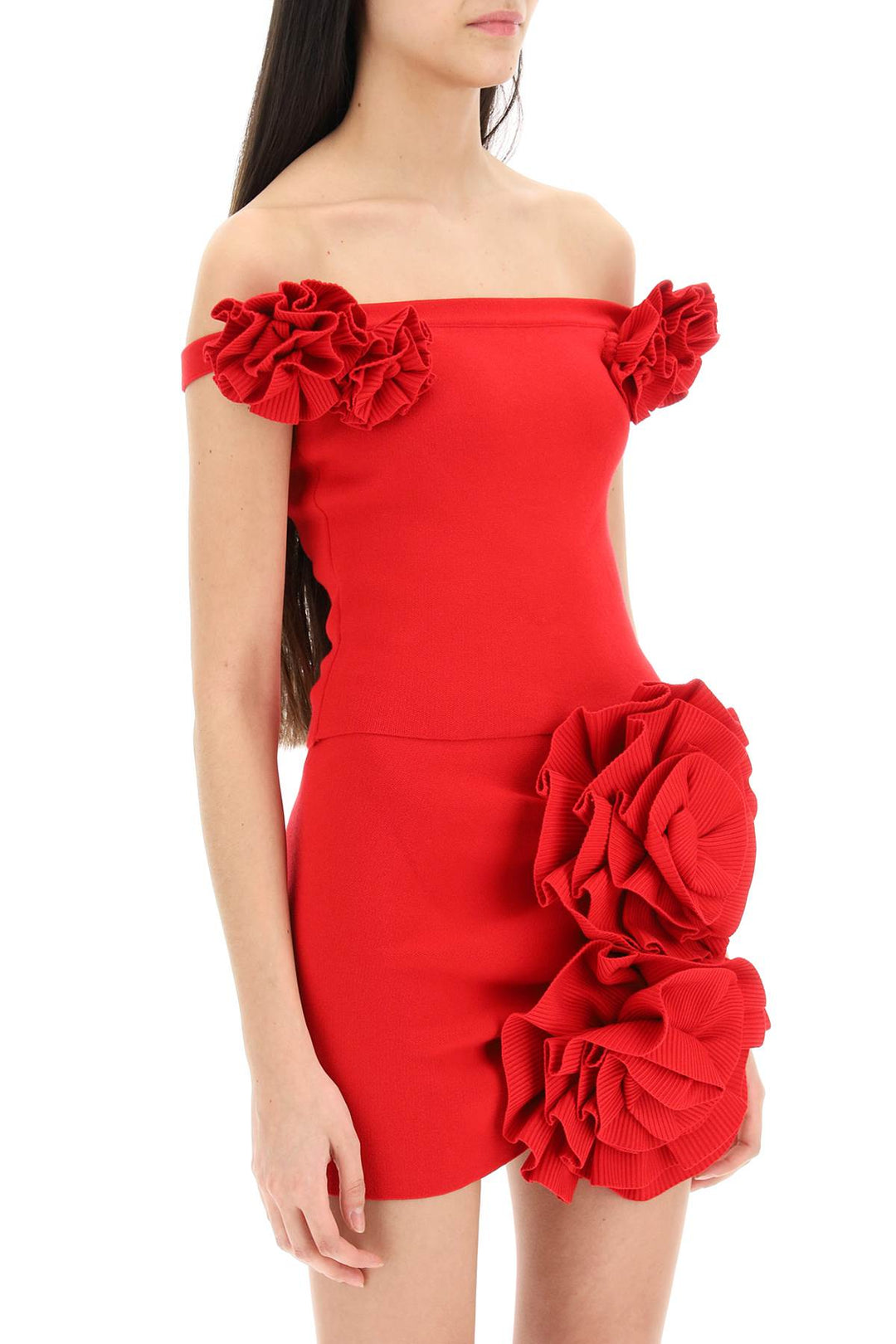 Magda Butrym Fitted Top With Roses   Rosso