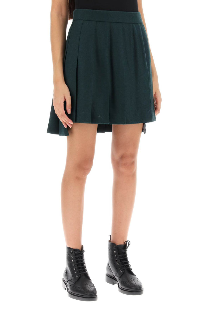 Thom Browne Flannel Mini Pleated Skirt   Verde