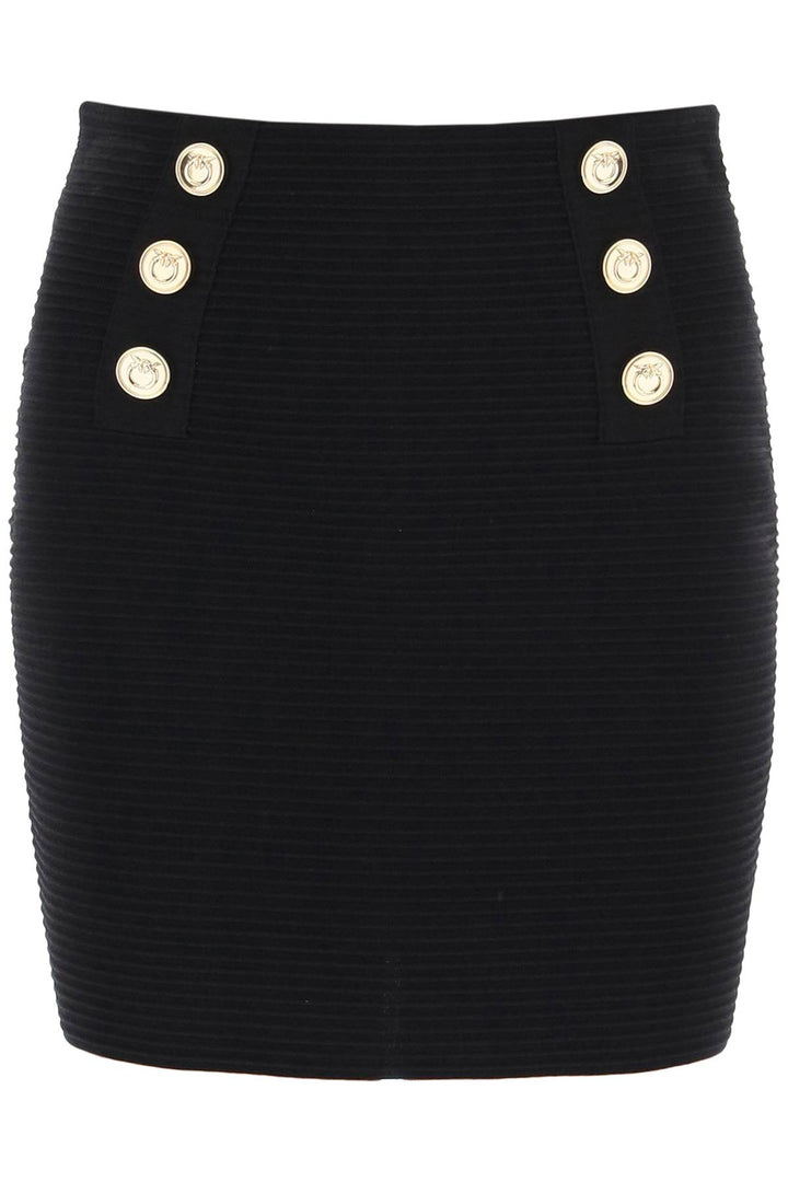Pinko Cipresso Mini Skirt With Love Birds Buttons   Black