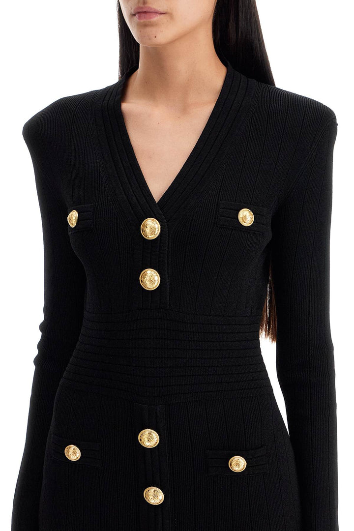 Balmain Knitted Mini Dress With Buttons   Black