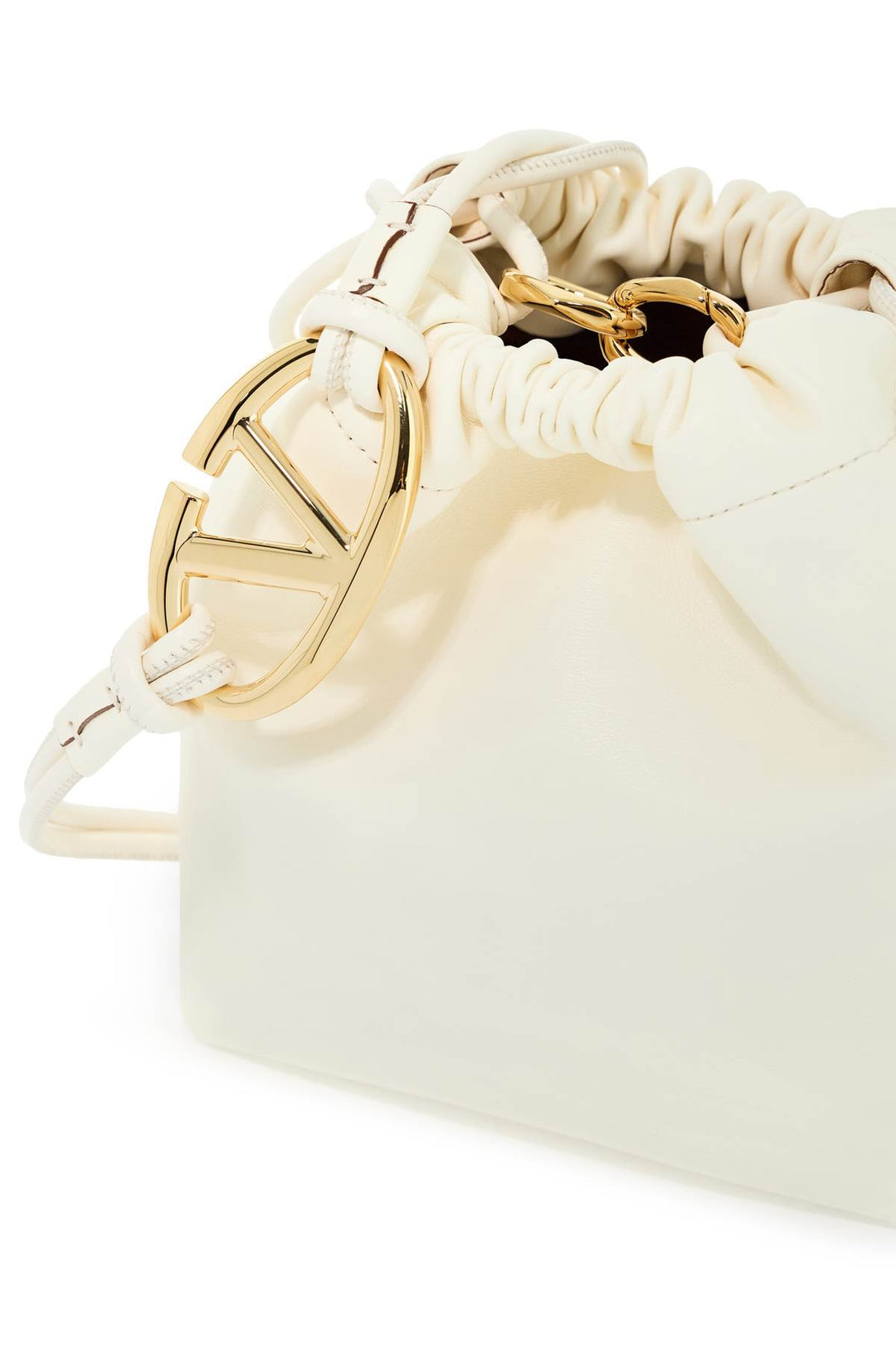 Valentino Garavani Mini Vlogo Bucket Bag With Pouf   White