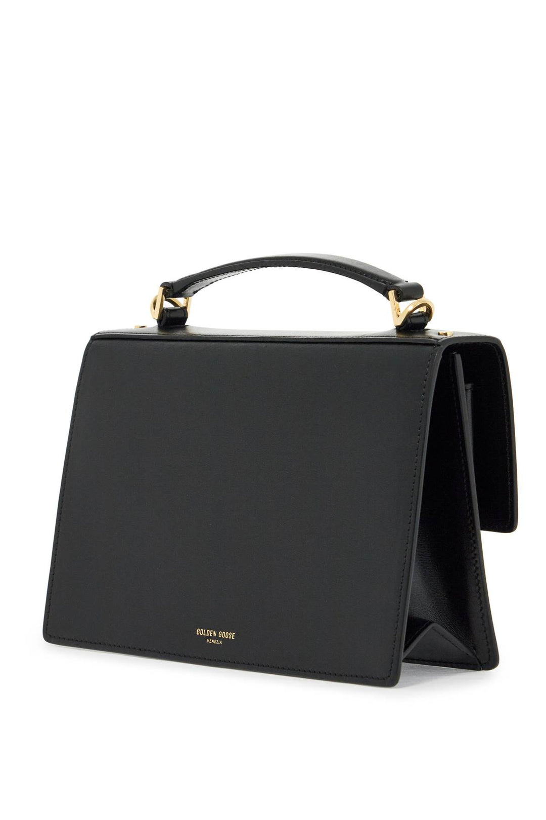 Golden Goose Venice Leather Handbag With Palmell   Black