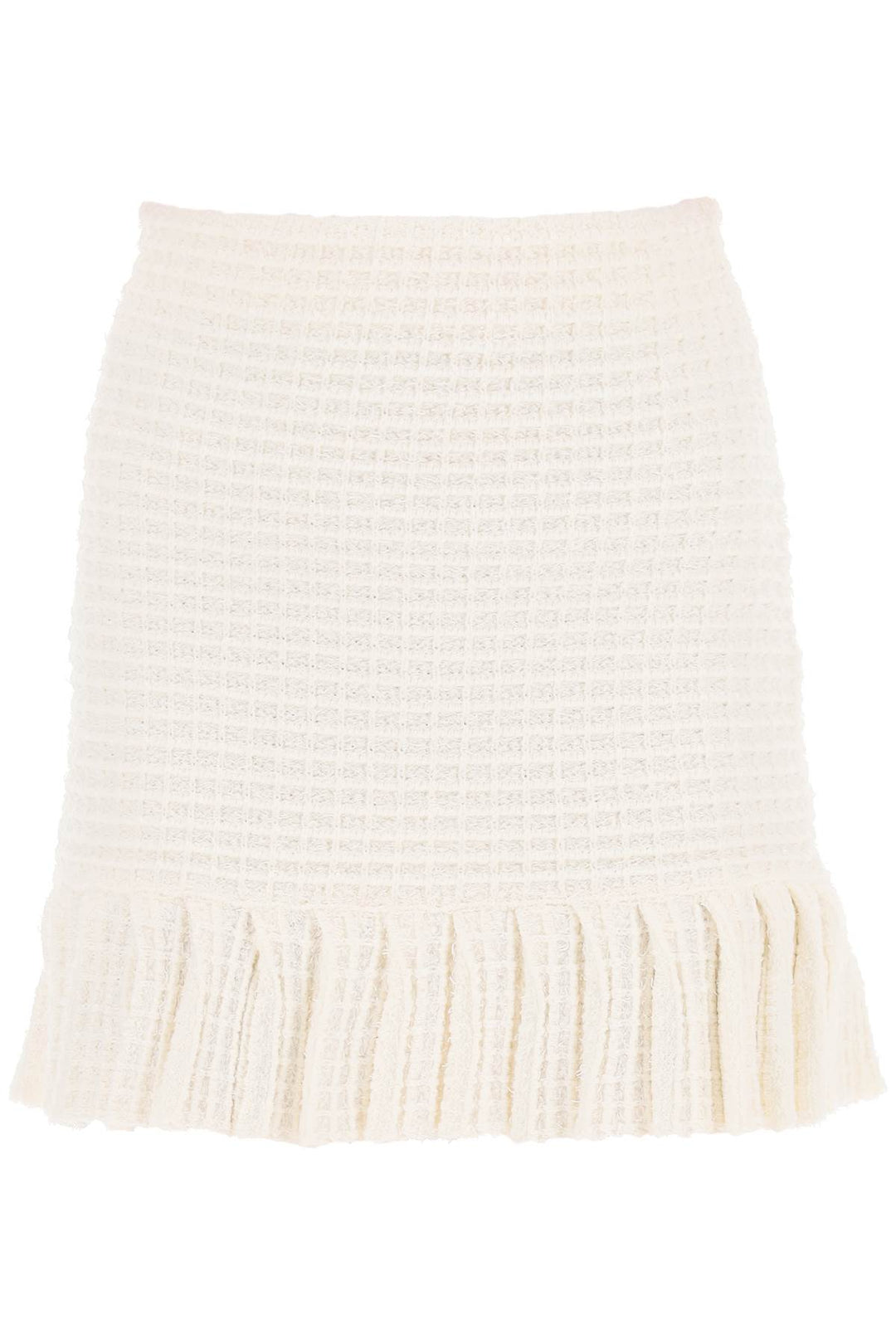 Self Portrait Knitted Mini Skirt In Sequin Knit   Bianco