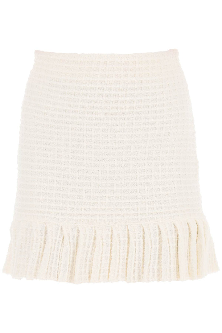 Self Portrait Knitted Mini Skirt In Sequin Knit   Bianco