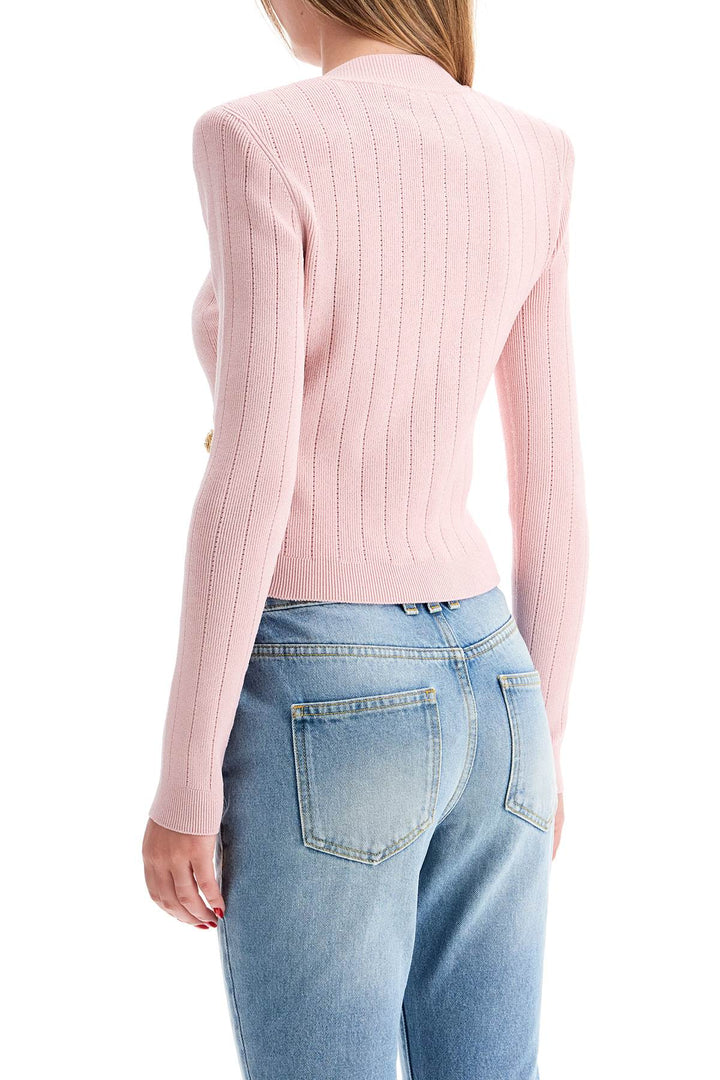 Balmain Cardigan With Structured Shoulders   Pink