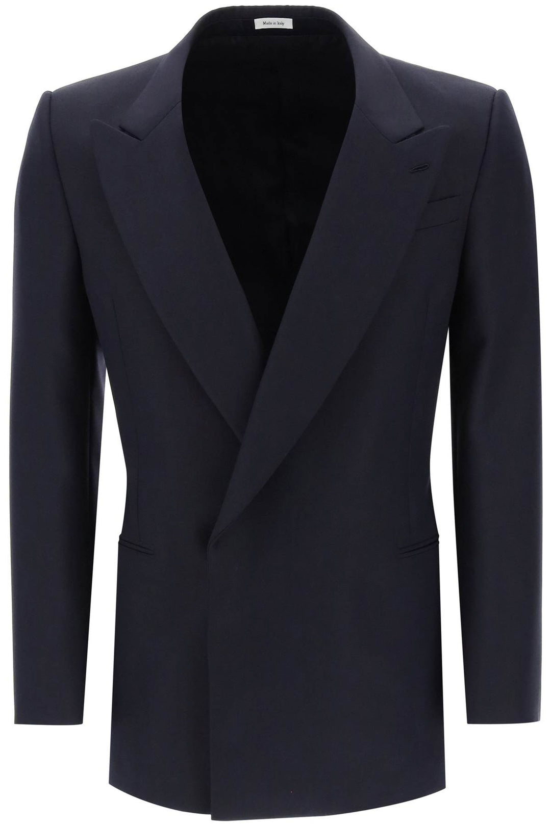 Alexander Mcqueen Wool And Mohair Double Breasted Blazer   Nero