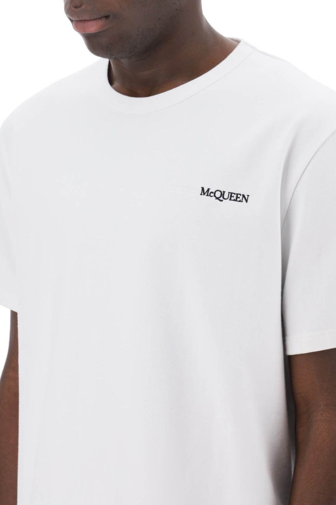 Alexander Mcqueen Reflected Logo T Shirt   Bianco