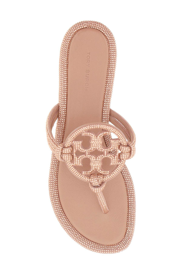 Tory Burch Pavé Leather Thong Sandals   Pink
